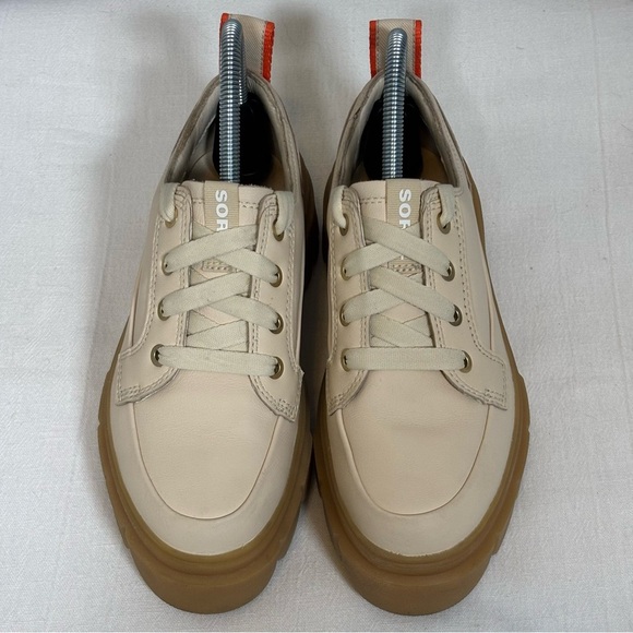 SOREL Caribou X Waterproof Platform Lace Up Sneakers-Cream/Tan-Women Size 6 - Picture 3 of 10